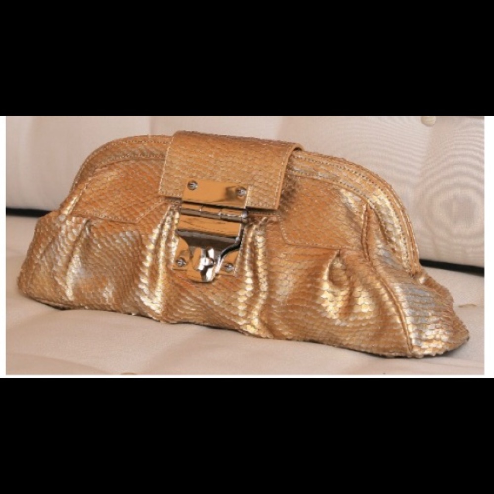 NWT 100% Auth Alexis Hudson Zeus Gold Silver Bag